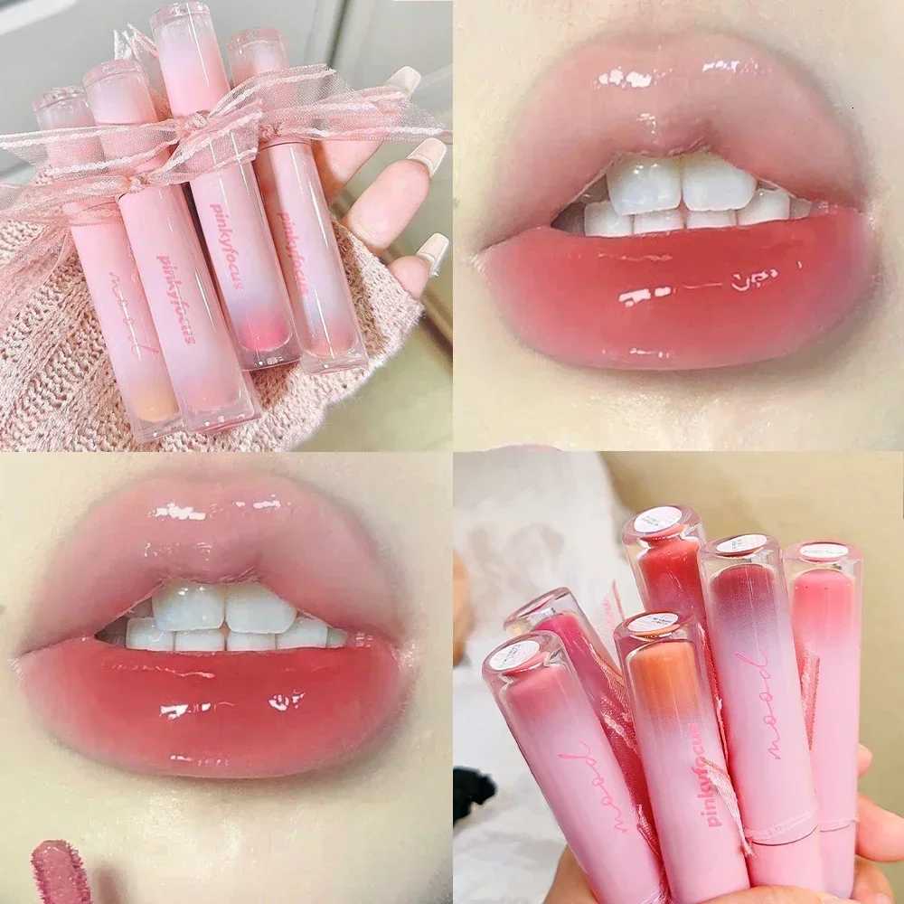 Bow Mirror Water Lip Gloss Waterproof Lasting Non-stick Cup Nude Red Translucent Jelly Lipstick Make-up for Women Korea CosmeticT251222