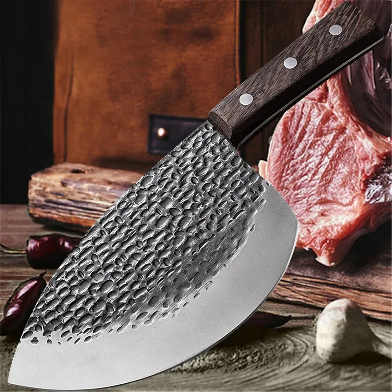 Handmade Forged Kitchen Knife Meat Chopping Cleaver Chinese Chef Knife 5CR15 Stainless Steel Machete Kitchen Essentials 251218