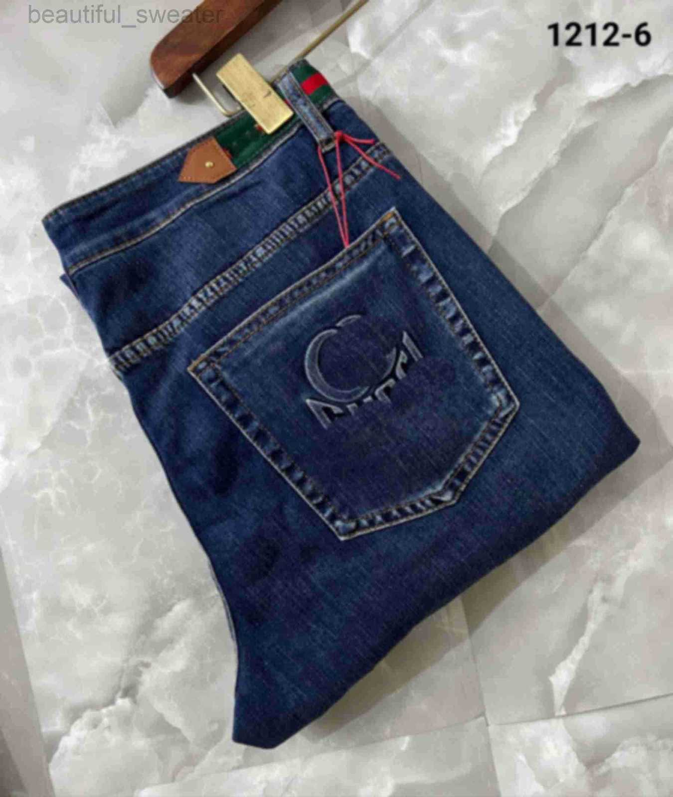 Men's Jeans Designer men high-end European style slim fit small ankle length cross-border foreign trade elastic material suitable autumn and winter black color BD36