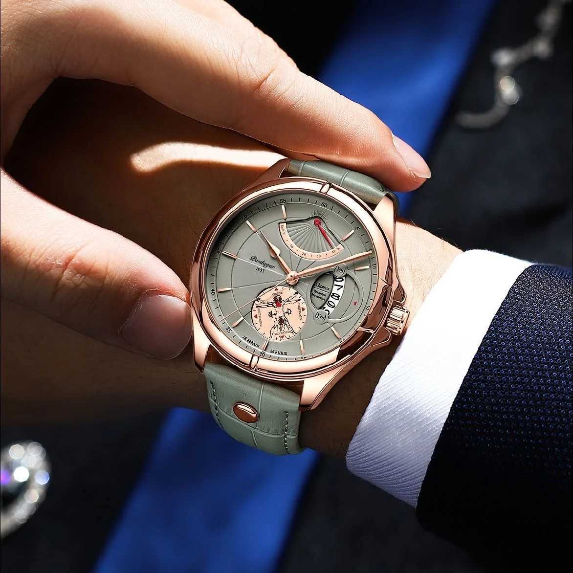POEDAGAR Sports Casual Man Date Waterproof Luminous Leather Chronogrh Mens Busin Luxury Quartz es For Men M251222