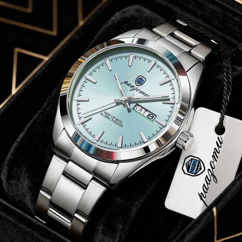 PAAZU Busin Luxury Mens es Waterproof Stainl Steel Luminous Man Wrist Date Week Sport Men Quartz Reloj M251222