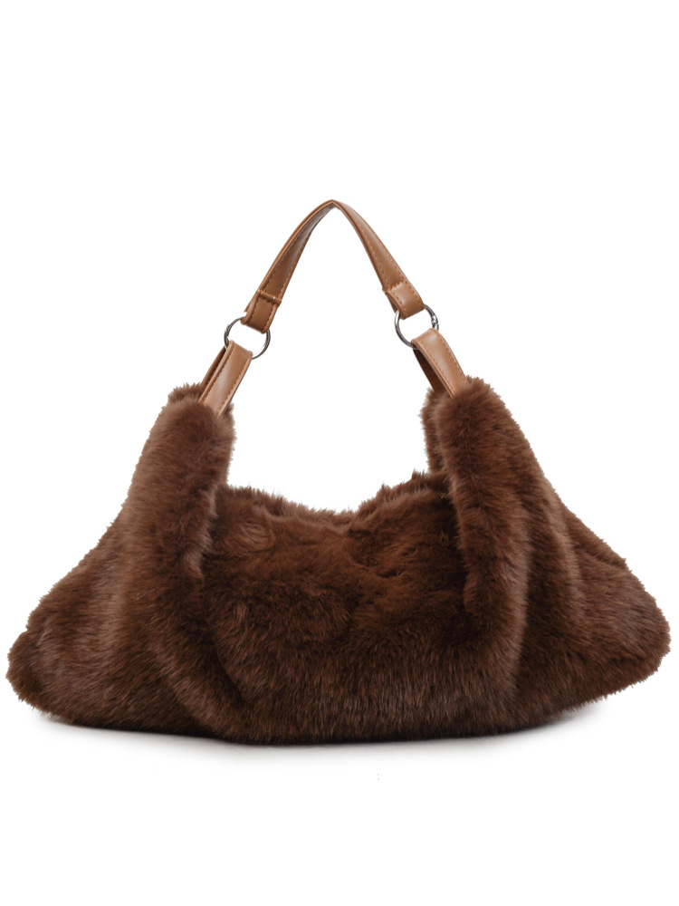 MAXI FAUX FUR BAG Fuzzy Fur Fluffy Large Handbag Womens Fashionable Tote Bag Elegant Ladies Luxury Designer Shoulder Bags Z251024