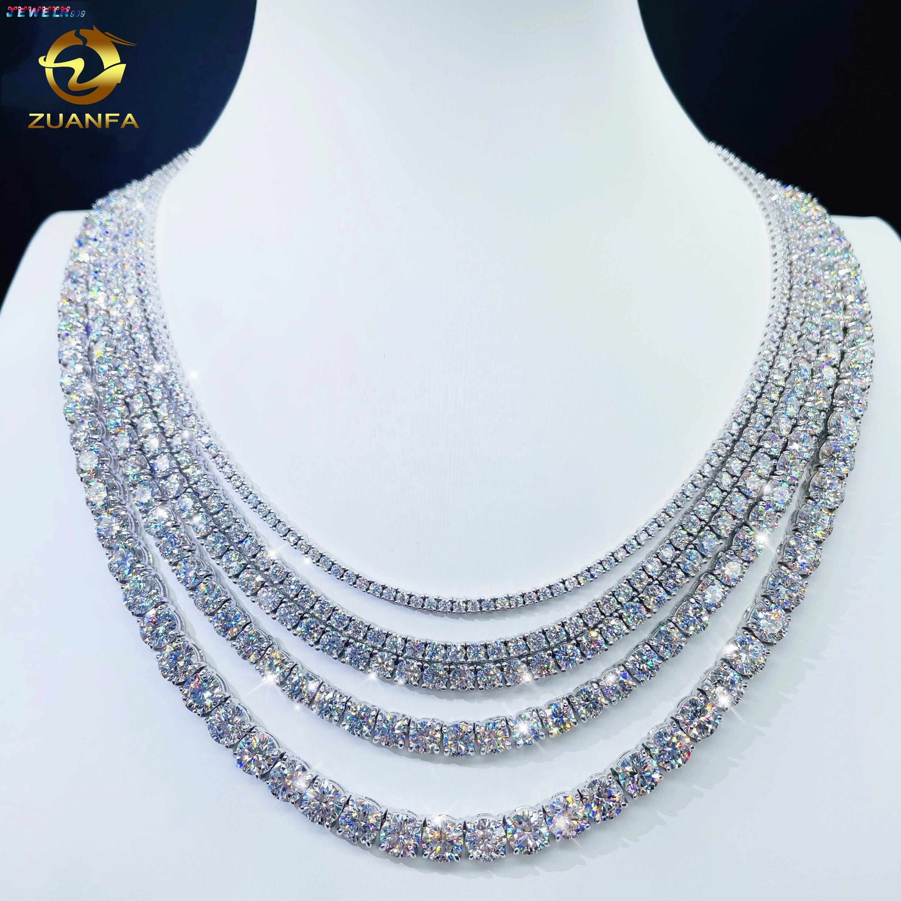 Factory Price Full Size Moissanite Tennis BraceletNecklace Pass Diamond Tester Tennis Chain 925 Sterling Silver