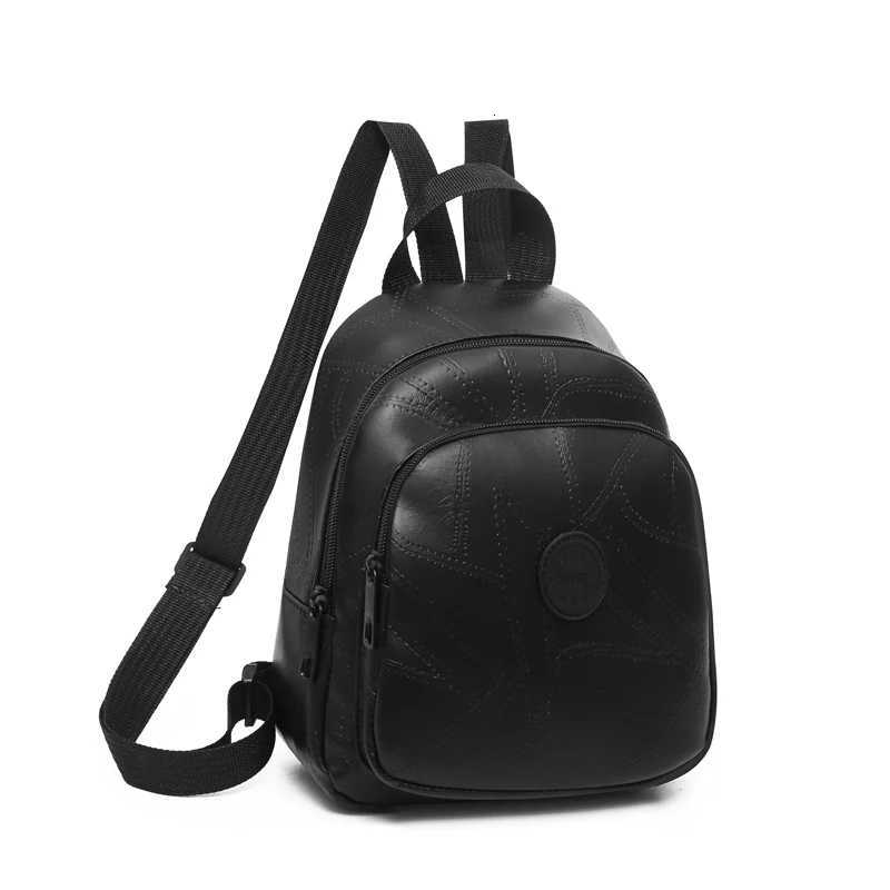Neutral style backpack for men and women suitable for travel and school use PU material pure black small bagM251222