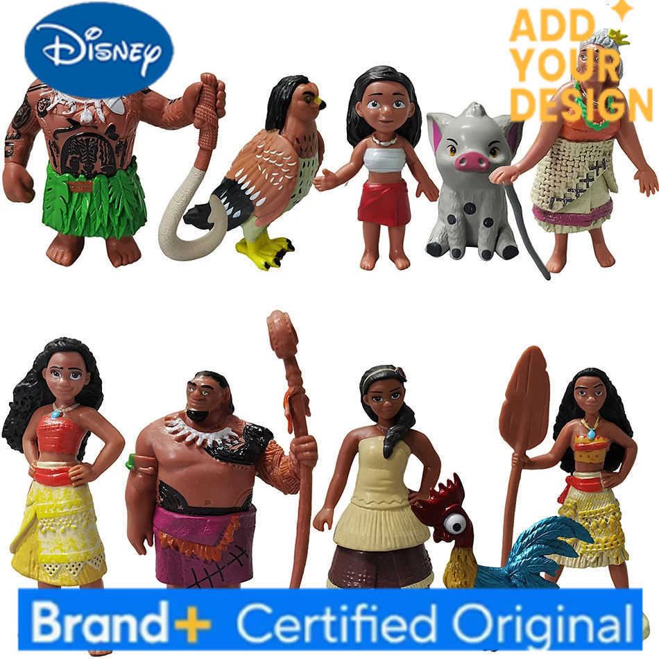 Disney 10 unids/set Moana Anime juguetes Maui Gramma Tala Tui Tamatoa Heihei gallo Pua cerdo halcn Pvc modelo nios Hobby rega H251222