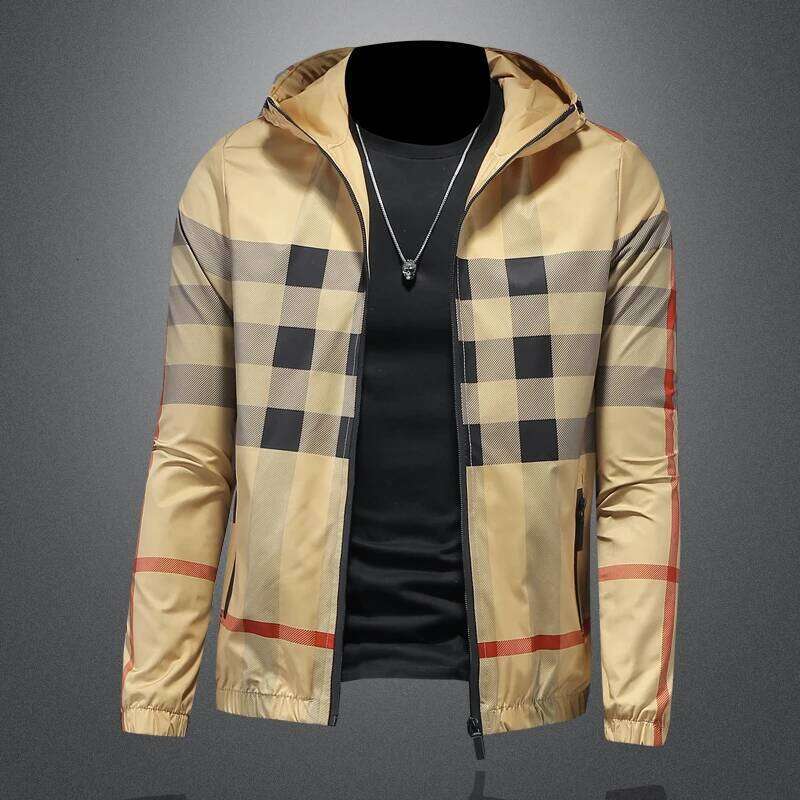 New Casual High-Quality Fashionable Striped Design Zipper Jacket, Men's Slim Fit Jacket