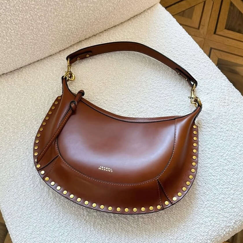 Top quality Designer rivet half Moon bag Isabel Marantbag tote Womens Luxury handbag Shoulder man suede Leather Clutch Crescent Bags Cross body satchel belt bum Bags