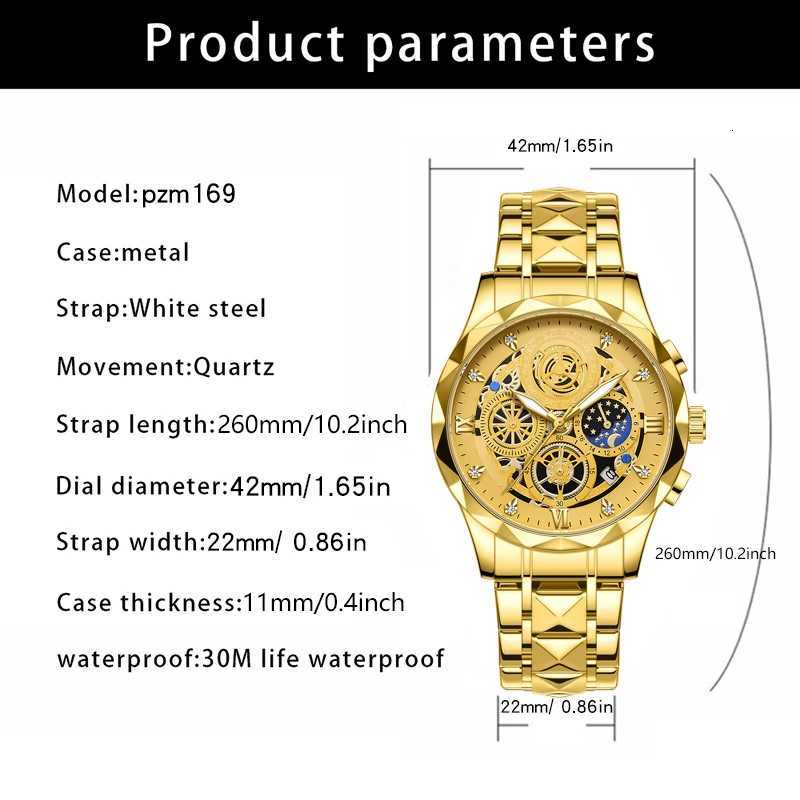 PAAZU Luxury es For Men Waterproof Luminous Date Week Men Quartz Stainl Steel Mans Fashion Wrist M251222