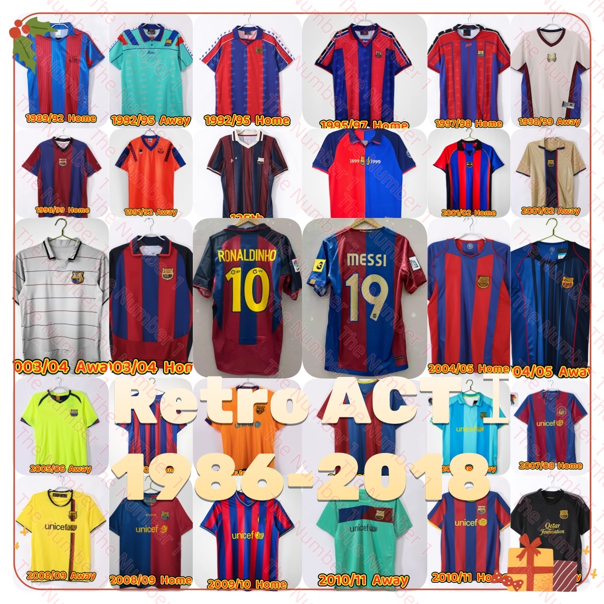 BarCElone Retro Soccer Jerseys ACT 1 RonaLDHO A.INIESTA 1986 89 91 92 95 97 98 99 00 vintage football shirt M essI 2001 2002 2004 2005 2006 07 08 10 11 football shirt
