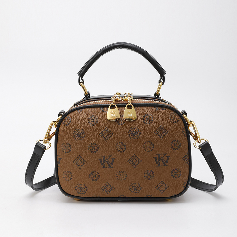 LUYIWEINASI High-end fashion portable small round bag women's 2025 new retro large-capacity double-layer shoulder bag oblique span bag women