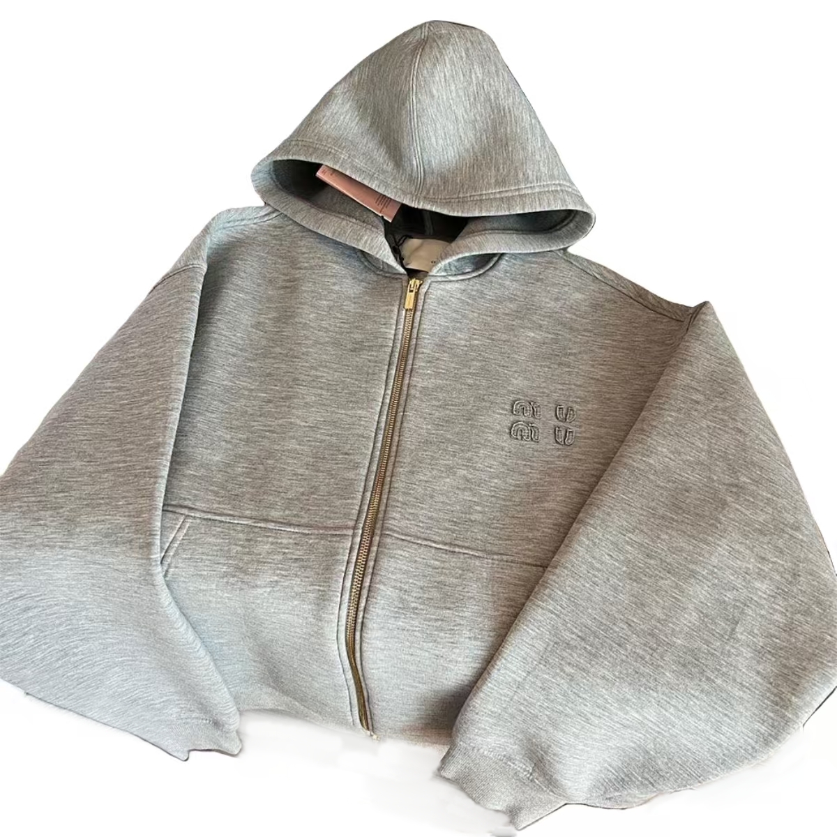 miuhoodie zip up hoodie Women Hooded Zipper Gray Jacket Designer Autumn Spring Long Sleeve Sweatshirt Jackets Luxury Preppy Street Style Coats mui designer hoodie