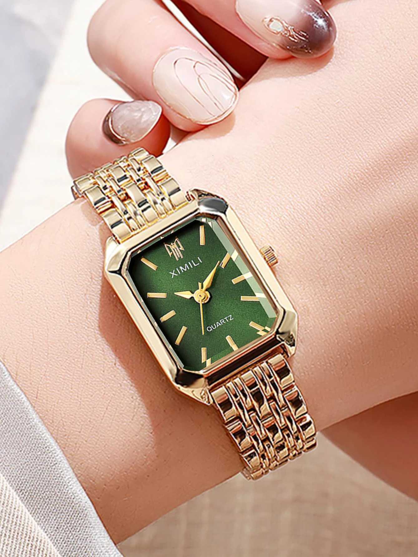 Fashion Entry Luxury Small Square No Number Dial Alloy Str Wen Quartz 5 Piece Set for Thanksgiving Christmas M251222
