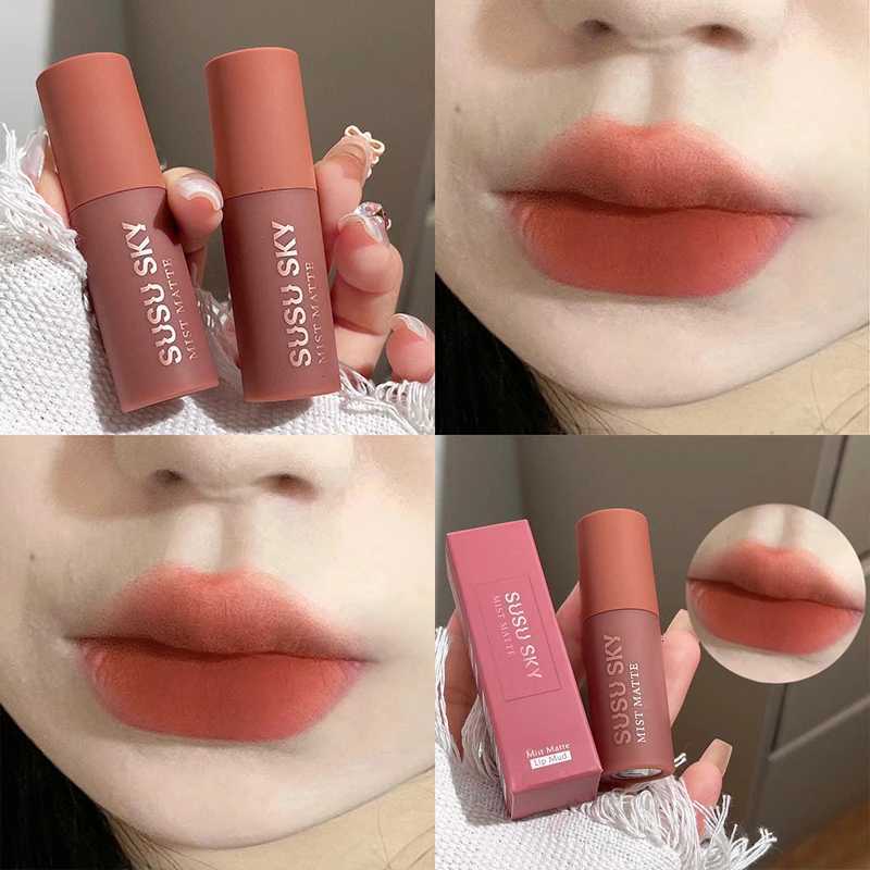 Soft Mist Milk Coffee Small Milk Tube Lip Glaze Red Brown Velvet Matte Lip Gloss Lasting and Non Fading Liquid Lipstick MakeupT251222