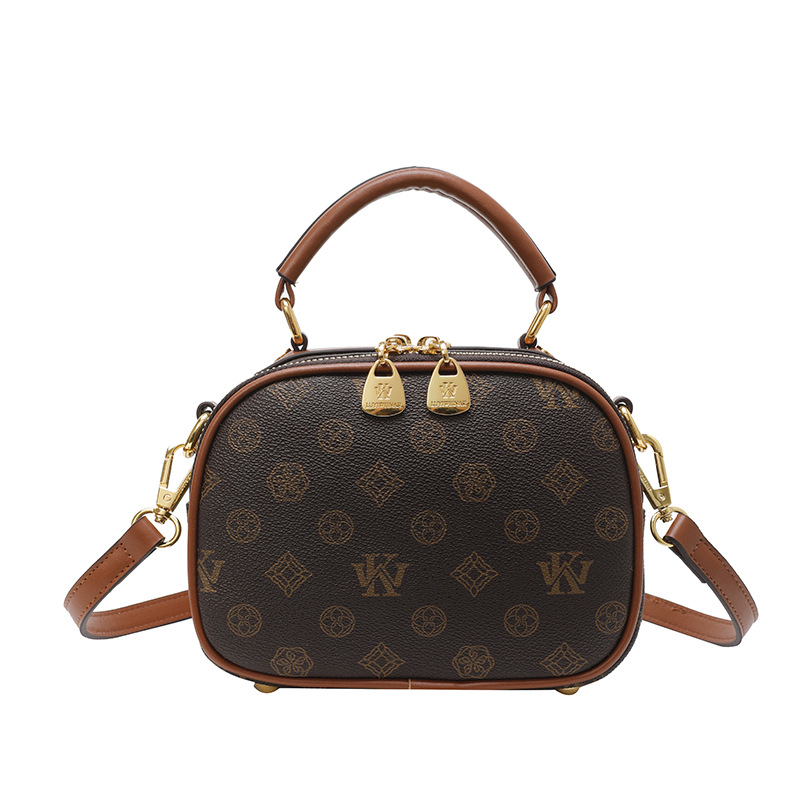 LUYIWEINASI High-end fashion portable small round bag women's 2025 new retro large-capacity double-layer shoulder bag oblique span bag women