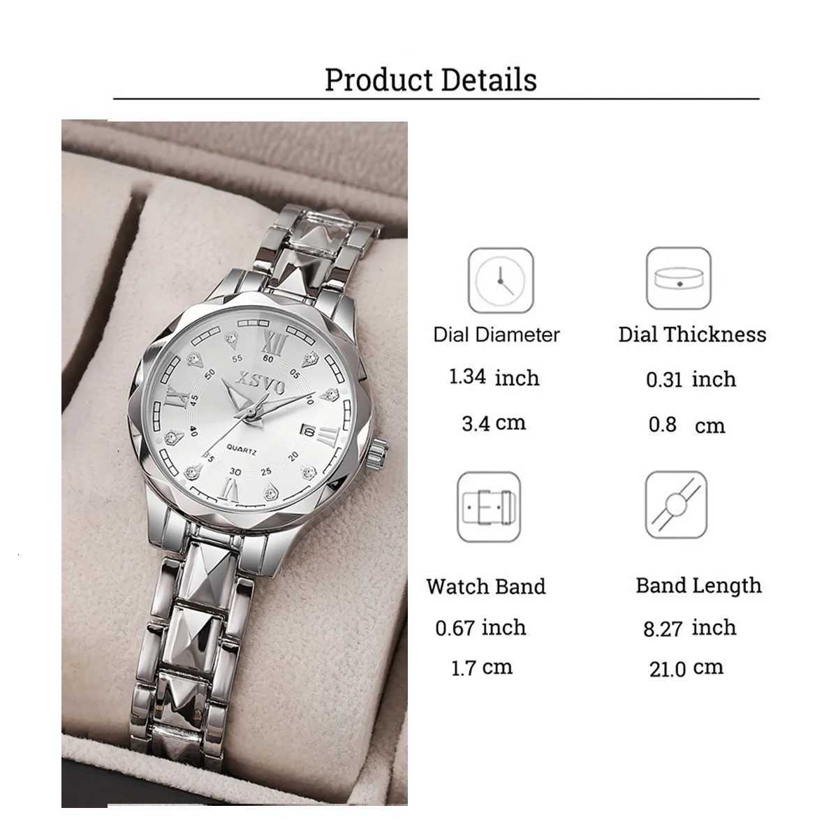 Quartz with Silver Diamond-Inlaid Steel Str Cndar Fashionable Light Luxury Wrist for Men and Wen M251222