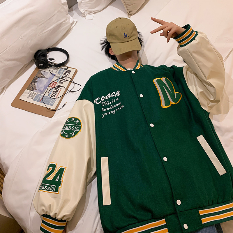 2026 New Arrival Men's Trendy Brand Baseball Jacket - Spring Autumn Casual Versatile Color Block Patchwork Stylish Top