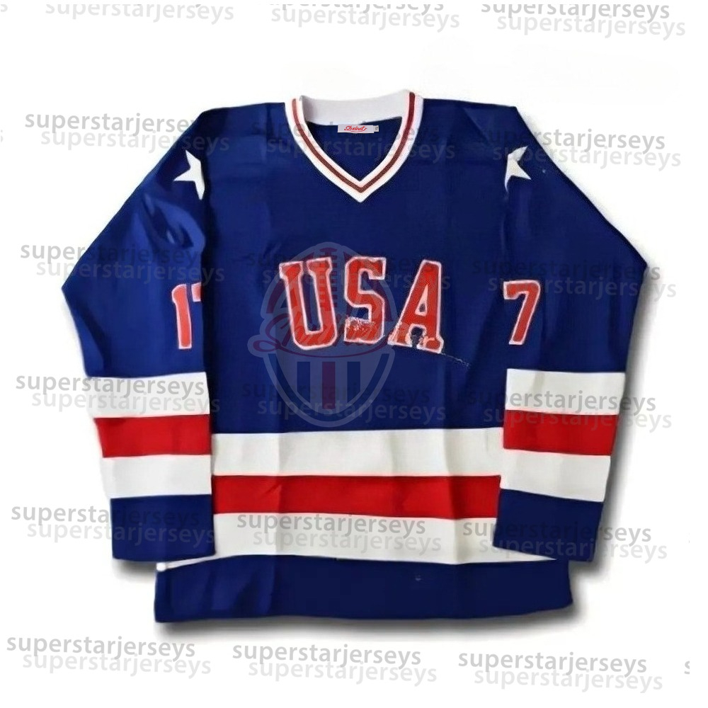 1980 Miracle On Ice Team USA 30 Jim Craig Jersey 17 Jack O'Callahan 21 Mike Eruzione Blue White Stitched Ice Hockey jerseys Mens Youth