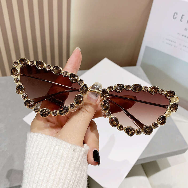 UV400 Prescription Rhinestone Sunglasses - Euro-American Retro Metal Frame Large Bling