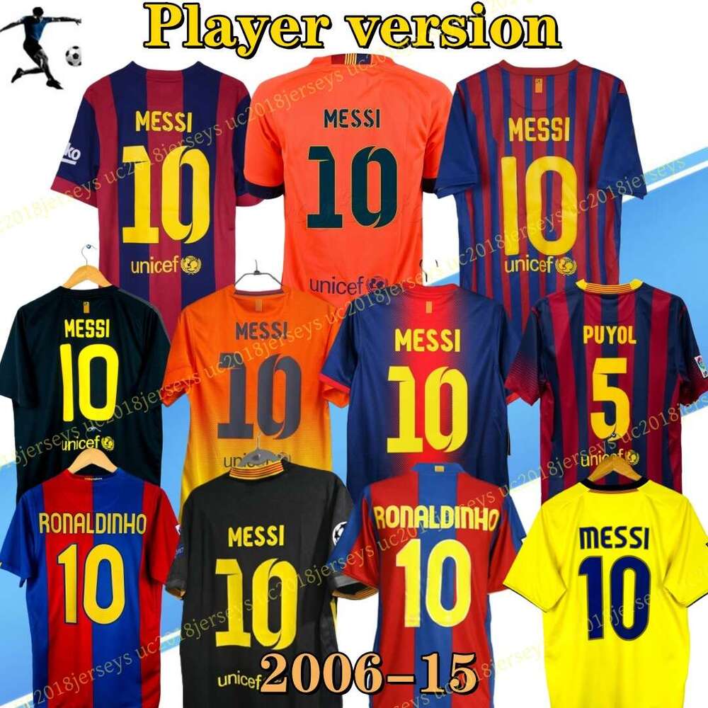 Player version Barjerseys 2006-15 Retro soccer jersey RONALDINHO A.INIESTA CELoNa 10 11 12 13 14 15 home vintage classic football shirt full patch long sleeves 3XL
