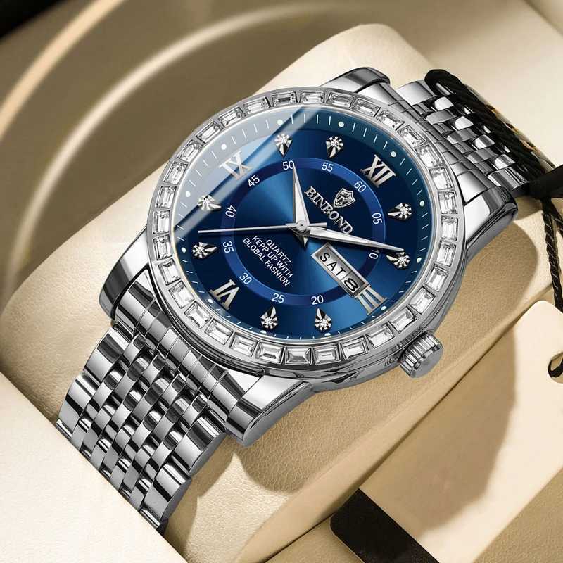 BINBOND Luxury Sport Wrist For Man Waterproof Luminous Date Men Quartz Stainl Steel Mens es M Relojbox M251222