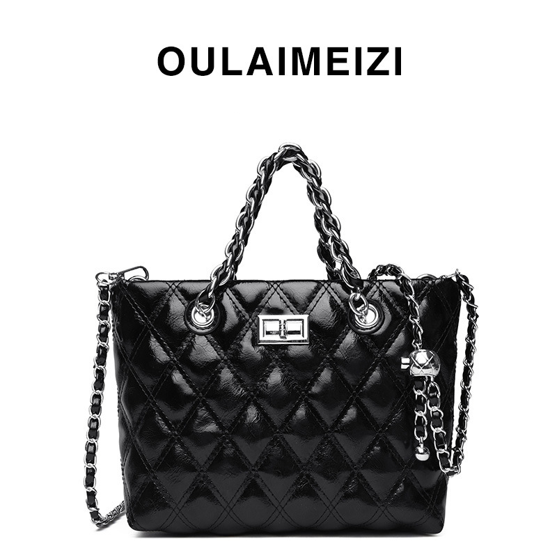 OULAIMEIZI designer bag 2025 large capacity diamond grid chain bag feminine casual commuting diagonal cross bag