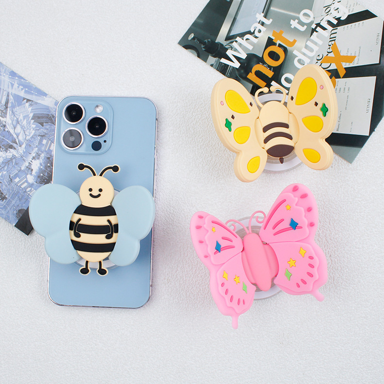Butterfly Silicone Magnetic Transparent Airbag Stand Bee Adjustable Wings Holder Phone Accessories Portable