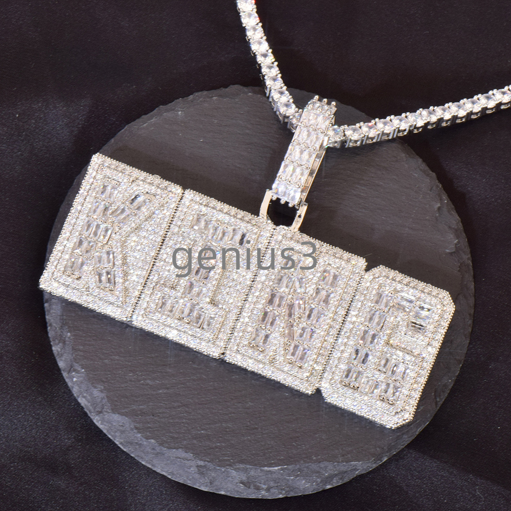 Custom Initial Letter Necklace Pendant Hiphop Iced Out moissanite Diamond Baguette Letter Pendant Custom Name Jewelry for Girls