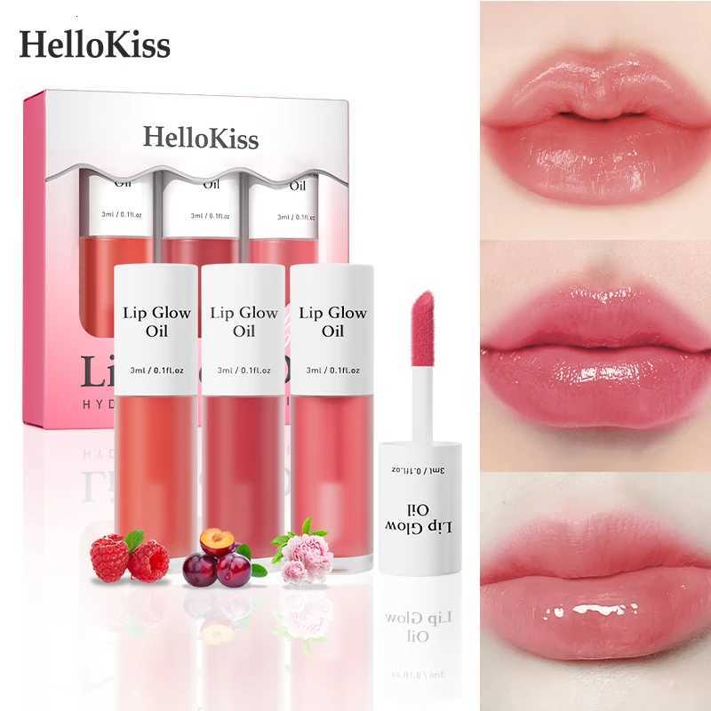 3pcs Jelly Lip Oil Set Hydrating Shimmering Gloss Waterproof Long-Lasting Easy Application Unisex Multi-Shade ComboT251222