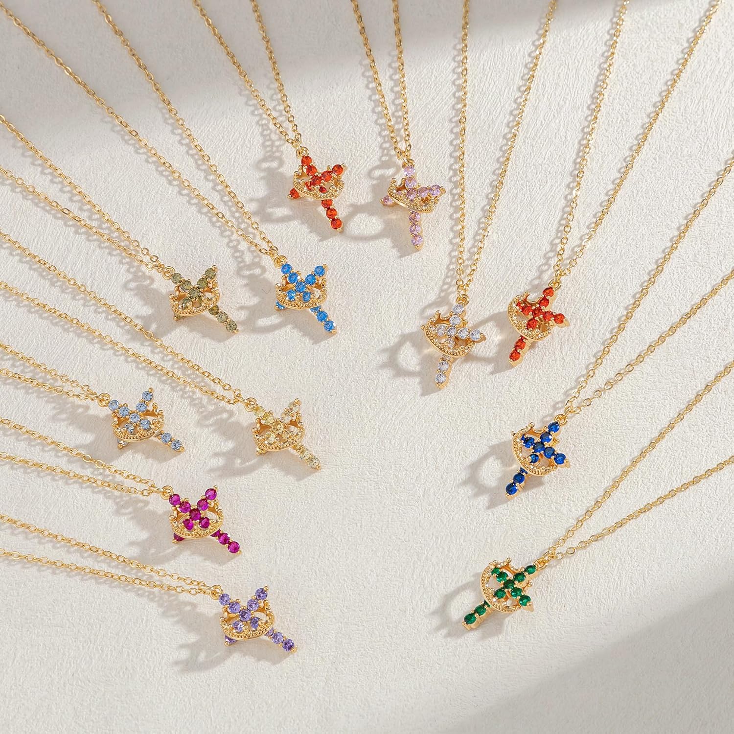 Necklace 14K Gold Plated Crown Cross Pendant Necklace Fashion Jewelry Gifts Be With God Jewelry for Women Christian Religious Gifts for Her