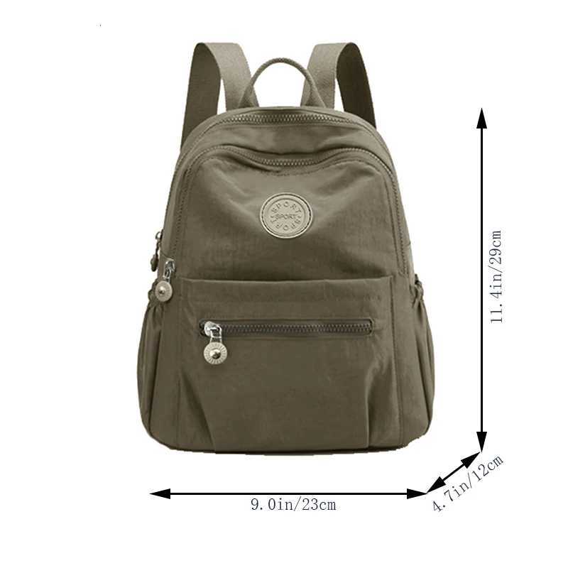 Neutral color backpack for men and women made of nylon material suitable for travel and study It has multiple pocketsM251222