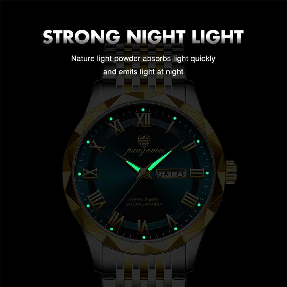 PAAZU Luxury Men Top Waterproof Luminous Chronogrh Man Wrist Stainl Steel Quartz Mens es Reloj M251222