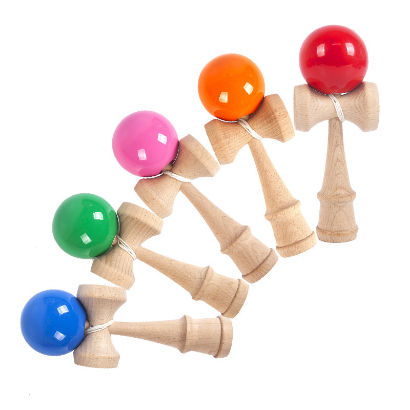 1PC 6CM Wooden Kendama Funny Splicing Skill Creative Kendama Skill Ball For Yard Stadium Home Park Sword Ball 240113