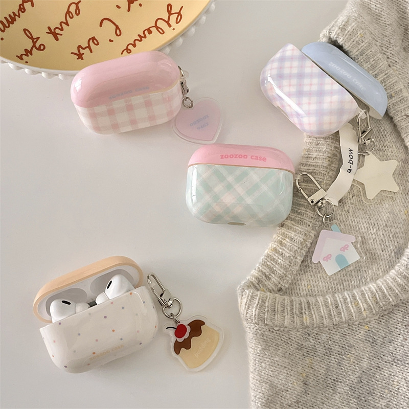 Summer Color-Block Plaid Pendant Compatible with Apple Case AirPods Pro 2nd Generation 2022 Earphones 4