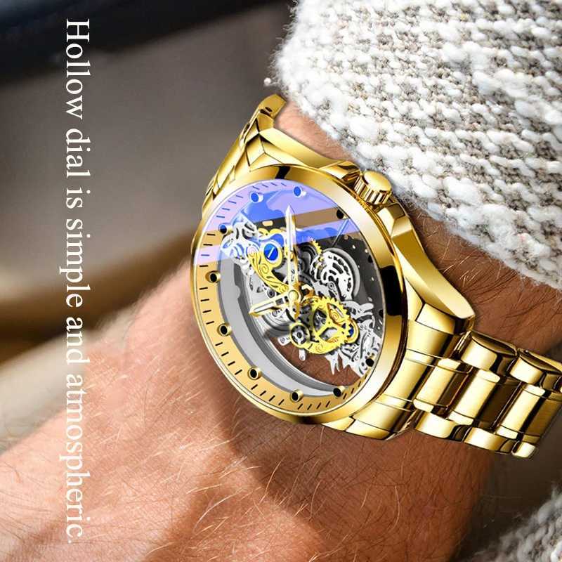2024 New Men Skeleton Quartz Wrist Gold Skeleton Retro Man Top Brand Luxury Clock Mens es Reloj Hbre M251222
