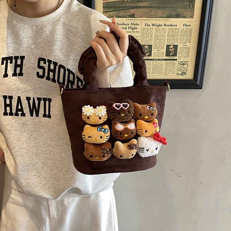 New Girl Crossbody Bag Cartoon Plush Doll Cute Girl Suede Shoulder Bag Fashion bag Women s Bag Trendy Designer Parent Child Bag