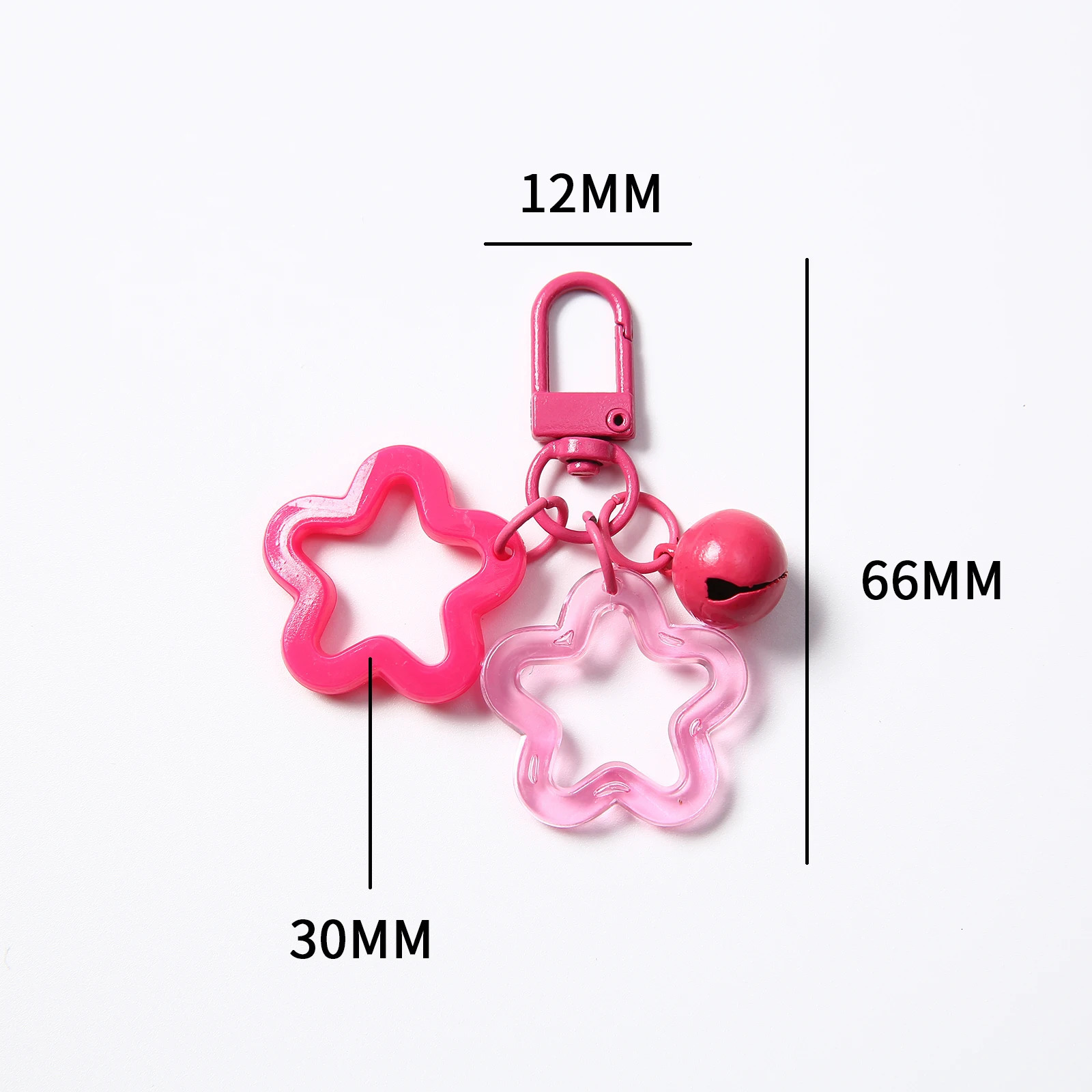 15102050PCS Transparent Solid Color Star Keychain with Bell Resin Keyring Charm for Bag Purse Car Key Decoration Accessory 251219