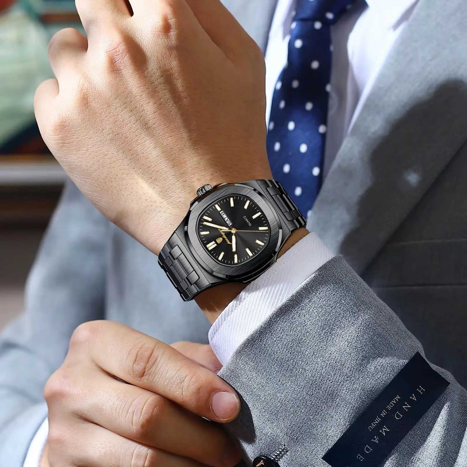 POEDAGAR Luxury Square Mens es Waterproof Luminous Date Week Men Stainl Steel Fashion Quartz Man Wrist Reloj M251222