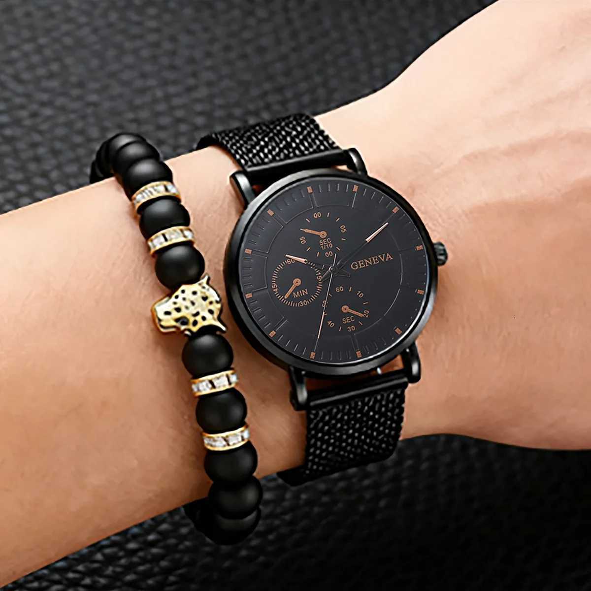 Fashionable simple alloy material Mens quartz and set suitable for daily wear Christmas gift M251222
