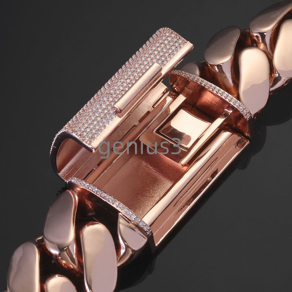 Hip Hop Jewelry 30/40mm Chunky Miami Cuban Link Chain VVS Moissanite Clasp Rose Gold Plated Brass Chain Necklace in Stock