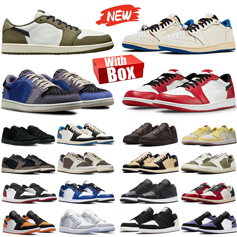 With Box Designer 1 basketball shoes 1s Medium Olive Voodoo Chicago Velvet Brown Sail Military Blue Shattered Backboard Black Toe UNC men women sneakers trainers