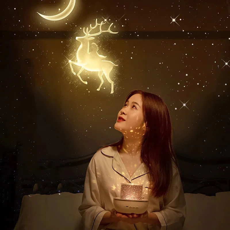 Crown Star Light Projection Rotating Bedroom Ceiling Atmosphere Night Lamp Stars Childrens Birthday Gift with Films Sheet 251222 - view 6