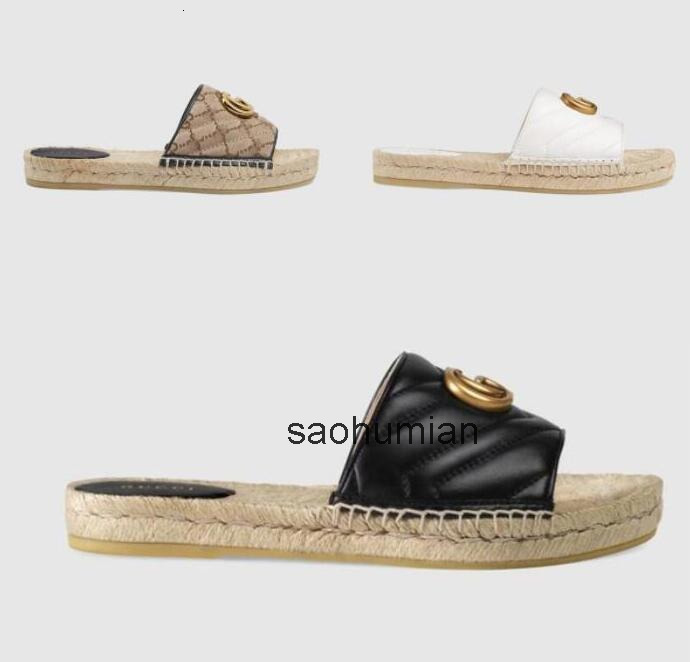 Designer summer platform casual sandals fashion golden letter flat bottom ladies fisherman shoes leather hemp rop gucciis guccis gg guccisneaker guccishoe IJHM