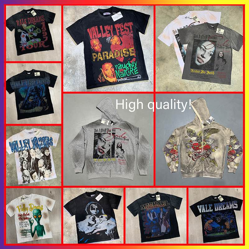 valley Designer Mens T Shirts valelives Vintage vale Graphic Oversized Y2k Top Harajuku Gothic Cotton Short Sleeve Shirt Men Clothing US/S-XL