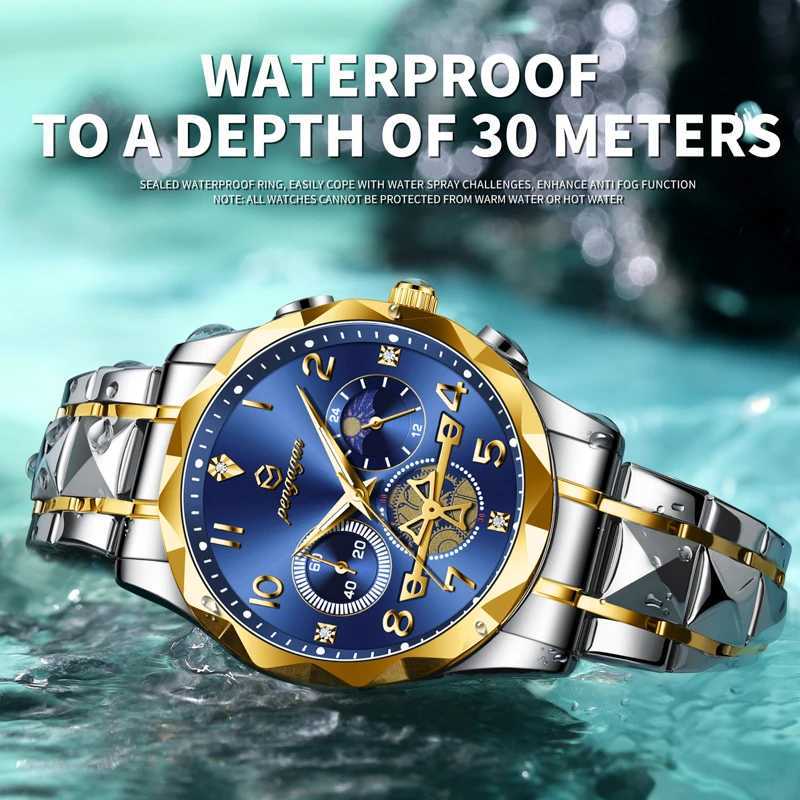 PENGAGAR Luxury Man Quartz Waterproof Luminous Date Chronogrh es For Men Stainl Steel Fashion Mens Reloj M251222