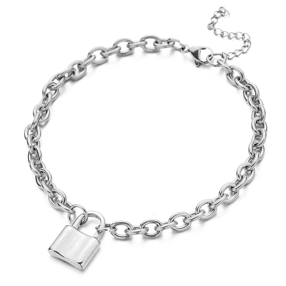 Stainless Steel Padlock Charms Anklets Sandals Foot Jewelry Leg Lock Pendant Anklet Bracelets For Women Chain 251222
