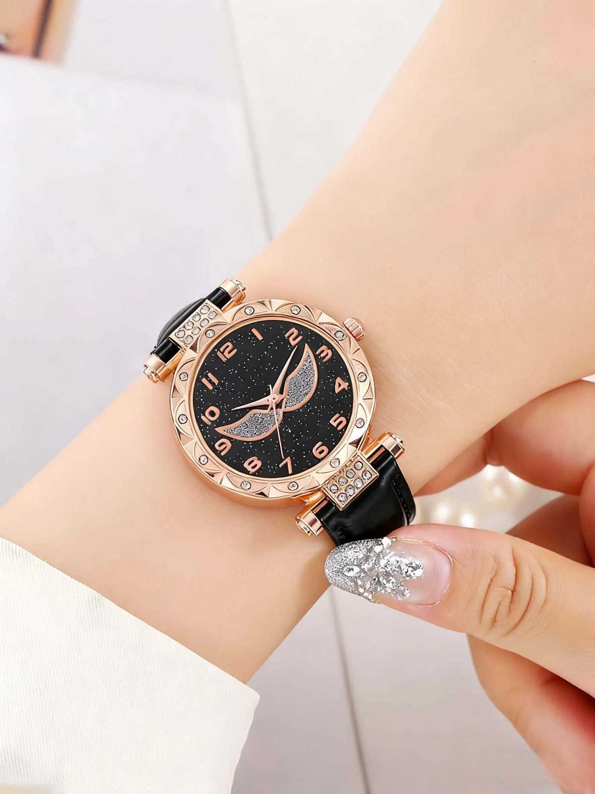 Fashionable simple diamond-encrusted wens quartz and jewelry 6-piece set suitable for daily wear Christmas and Thanks M251222