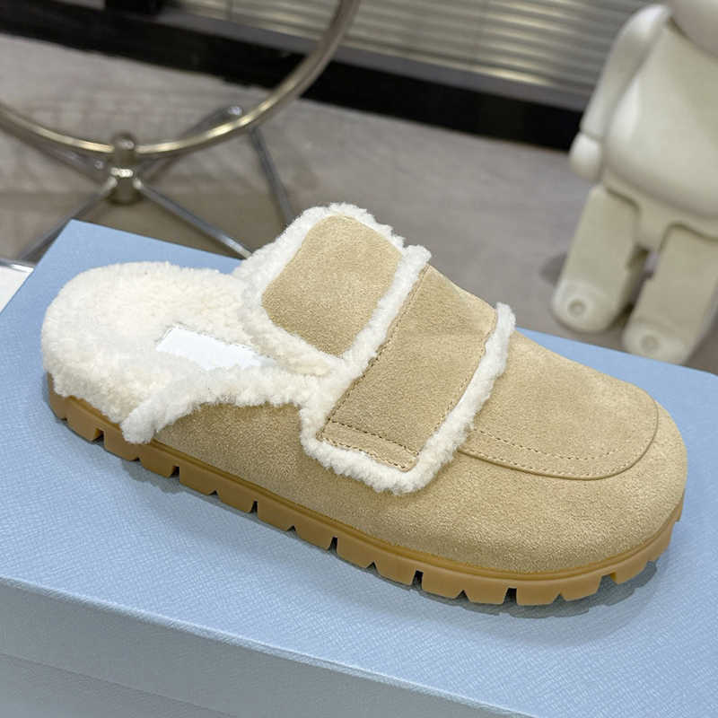 Designer Sandal Suede Shearling Mules Flat Comfort Clog Platform Fur Slipper Wool Clogs Slides House Winter Women Size 35-41