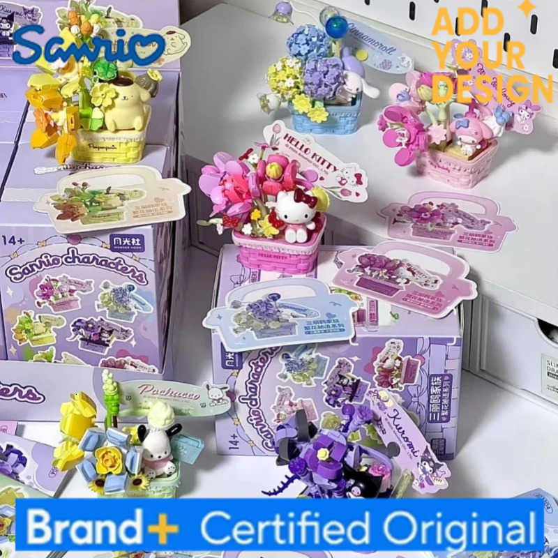 Sanrio Secret Flower Building Block Hello Kitty Kuromi Splicing Model My Melody Pochacco Ornaments Educational Toy Gift H251222
