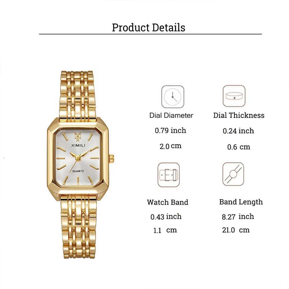 Fashion Entry Luxury Small Square No Number Dial Alloy Str Wen Quartz 5 Piece Set for Thanksgiving Christmas M251222