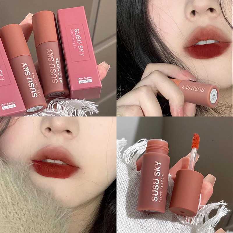 Soft Mist Milk Coffee Small Milk Tube Lip Glaze Red Brown Velvet Matte Lip Gloss Lasting and Non Fading Liquid Lipstick MakeupT251222